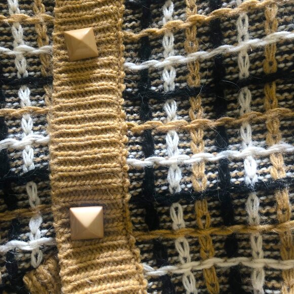 B. YU Textured Tweed Cardigan Cream Black White Made Italy Size S Excellent Cond - Picture 2 of 6